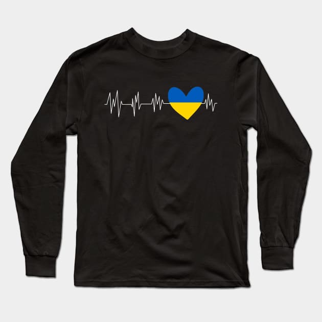 stand with ukraine,Ukrainian Flag Heartbeat Herzschlag Long Sleeve T-Shirt by Aymoon05